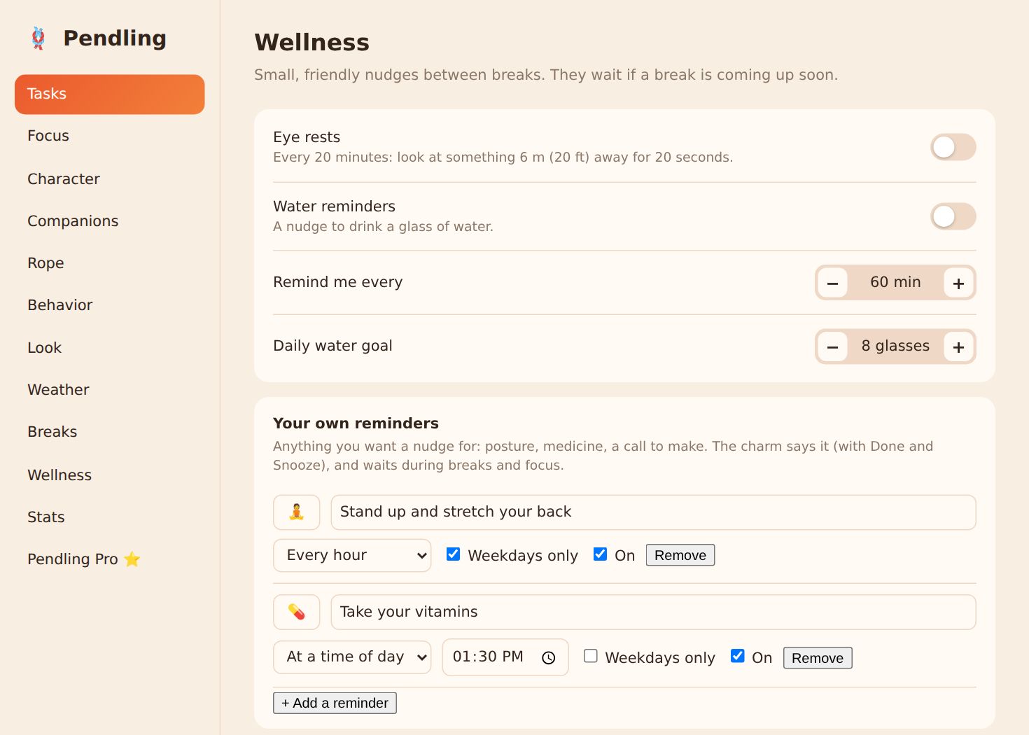 Settings → Tasks.